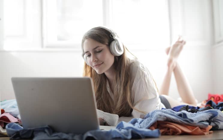 girl using a laptop